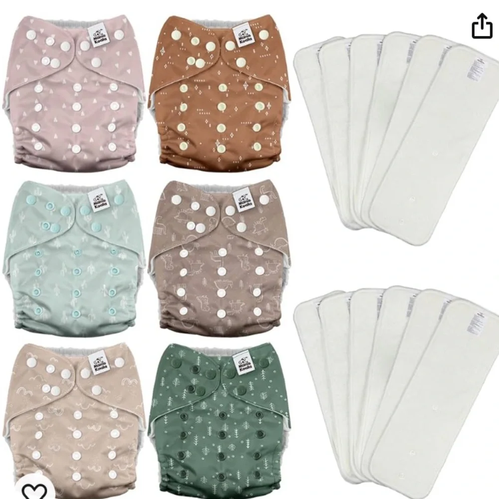 Mama Koala 3.0 Cloth Diapers for Babies with AWJ Lining, 6 Pack with 12 5-Layer